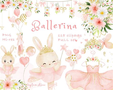 Bunny ballerina clipart | Creative Market