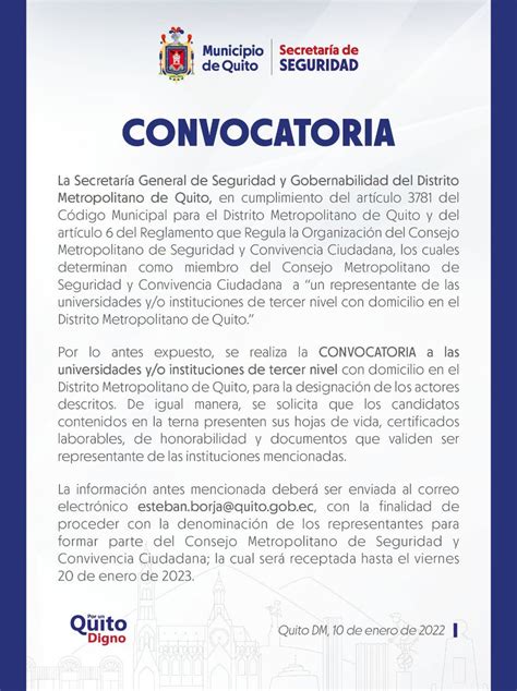 Secretaría de Seguridad y Gobernabilidad Quito on Twitter ATENCIÓN