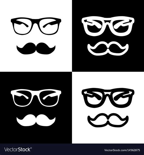 Mustache and glasses sign black white Royalty Free Vector