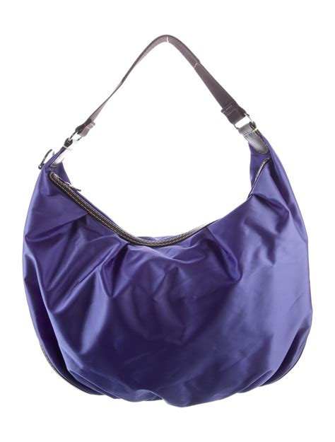 Lancel Nylon Leather Trimmed Hobo Blue Hobos Handbags Lance21134 The Realreal