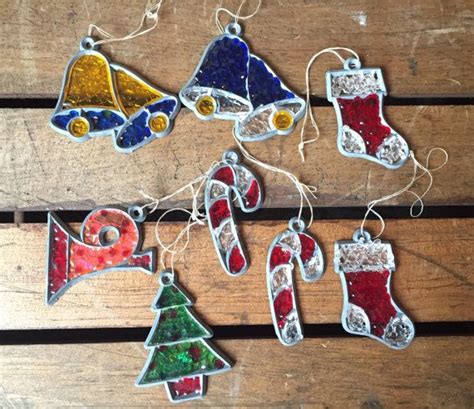 Set Of 8 Vintage Handmade Suncatcher Ornaments 1980s Etsy Ornament