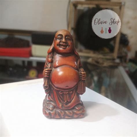 Jual Patung Miniatur Budha Julai Merah Sedang Berdiri Kuno Jadul Antik