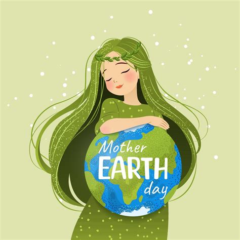 Happy Mother Earth Day Environmental Protection Poster In Cartoon