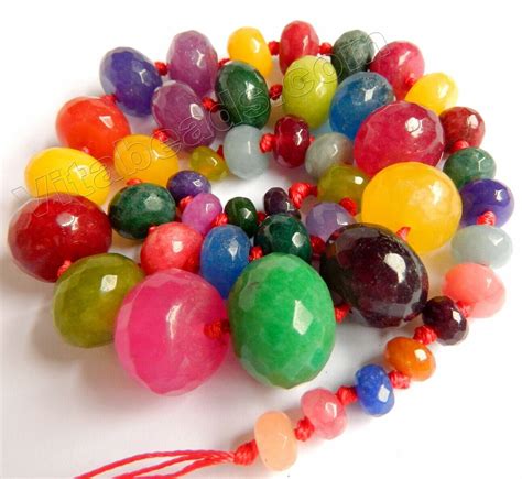 Semi Precious Stone Graduated Faceted Rondell Beads For Necklace Making