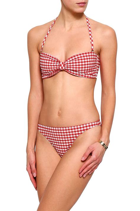 Tory Burch Gingham Seersucker Bandeau Bikini Top The Outnet