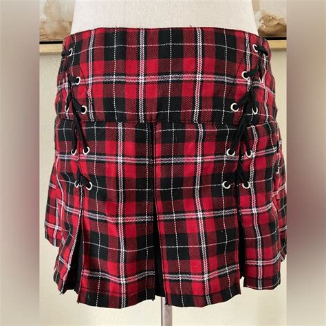 Tripp Nyc Vintage Pleated Plaid Mini Skirt Emo Goth P… Gem