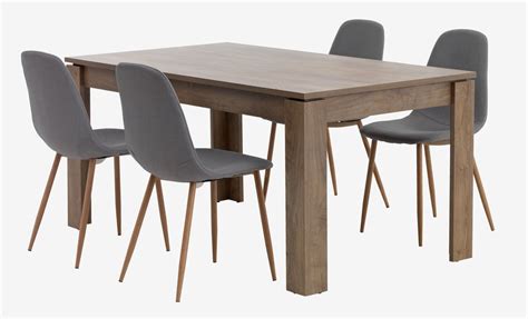 VEDDE L160 Tafel Wild Eiken 4 JONSTRUP Stoelen Grijs Eiken JYSK