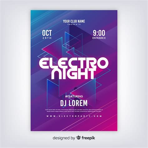 Free Vector Abstract Electronic Music Poster Template