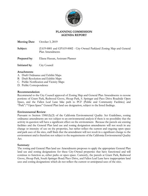 Fillable Online Planning Commission Agenda Report Granicus Fax