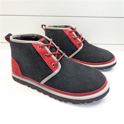 Ugg Shoes Ugg Neumel Black Red Suede Fur Wool Warm Chukka Ankle