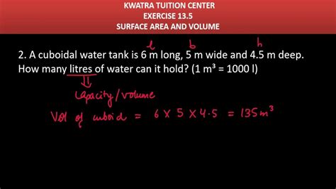 A Cuboidal Water Tank Is M Long M Wide And M Deep How Many