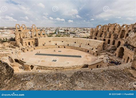 Ancient Colosseum in El Jem, Tunisia Stock Image - Image of colour ...