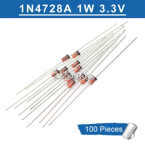 100Pcs 1N4728A DO 41 1N4728 IN4728A 3 3V 1W 3V3 Zener Diode ใหมเดม