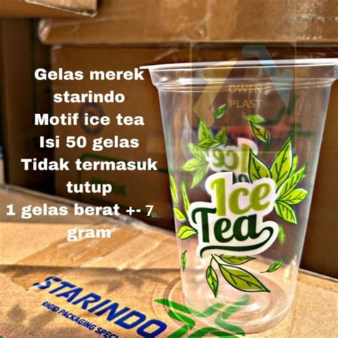 Jual Gelas Starindo 16oz Motif Buah Ice Tea Starindo Gelas Plastik