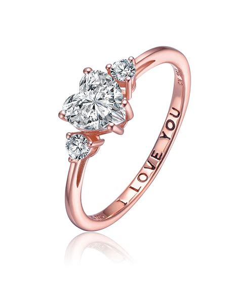 Genevive Sterling Silver With 18k Rose Gold Plated Heart And Round