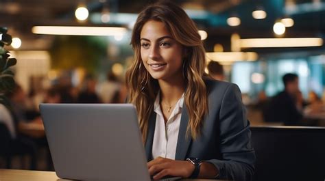 Joven Satisfecha Divertida Feliz Empleada Exitosa Mujer De