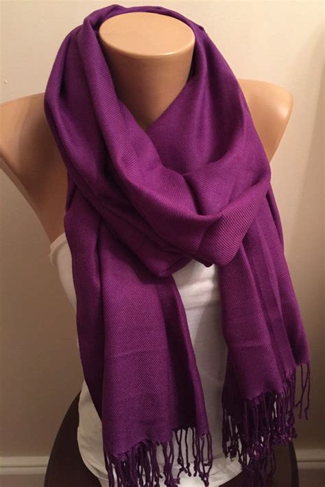 Pashmina Purple Scarf Fringed Scarf Stylish Fashionable Scarf Women