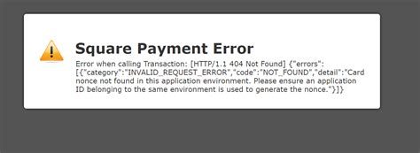 Square Payment Error On Test Mode