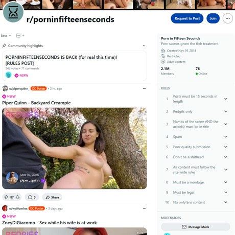 Reddit Porn In Fifteen Seconds Reddit NSFW List Like R PornInFifteenSeconds