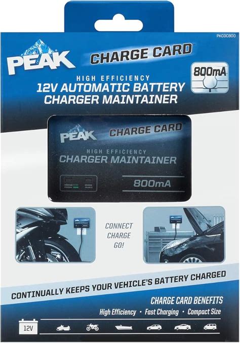 Peak High Efficiency Charge Card 12v Automatic Battery Charger Maintainer 800ma