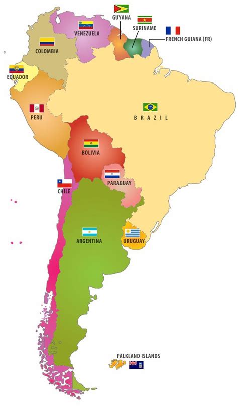 Flags Of South American Countries Also When You Click On The Flag Of The Map You Can Then