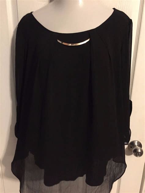 Nwt Roz Ali X Dressbarn Plus Size Blouse Black Gold Accent Ebay