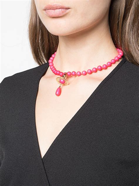 Vivienne Westwood Neon Pearl Choker Necklace In Pink Lyst