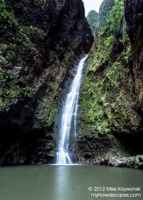 Sacred Falls Waterfall on the Island of Oahu in Hawaii Photo Picture ...