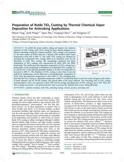 Pdf Preparation Of Rutile Tio Coating By Thermal Chemical Vapor