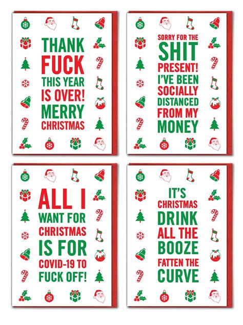 Funny Rude Offensive 12 Pack Of Christmas Cards 12 Designs Etsy