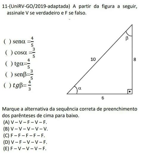 A Partir Da Figura A Seguir Assinale V Se Verdadeiro E F Se Falso