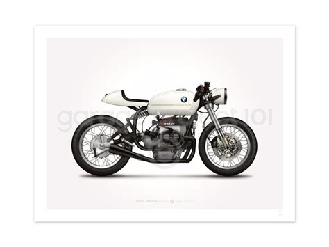 Classic Bmw R75 5 Cafe Racer Motorcycle Illustration Poster Print Garageproject101