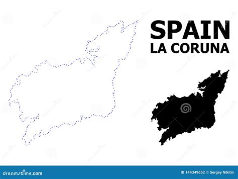 Vector Contour Dotted Map Of La Coruna Province With Name Stock Vector