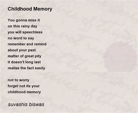 Poems About Memories Of Childhood