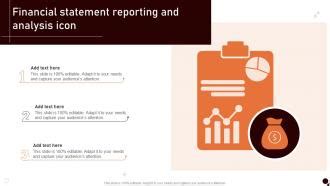 Financial Statement Reporting And Analysis Icon PPT Template