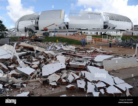 Work Goes On At The Estadio Das Dunas Hi Res Stock Photography And