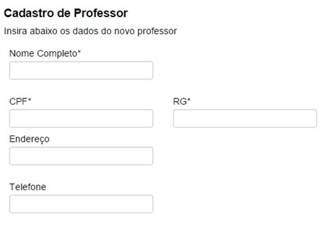 Cadastrar Professor SYSTEC ESCOLA EXEMPLO