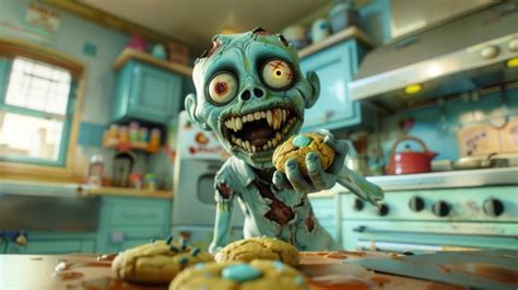 D Renderizado Zombies Horneando Galletas En Una Cocina De Estilo