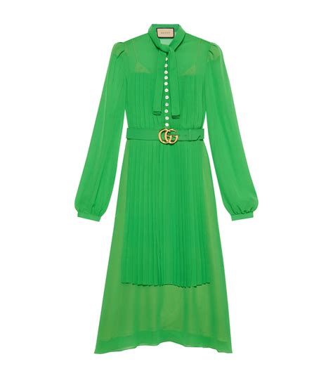 Gucci Green Silk Midi Dress Harrods UK