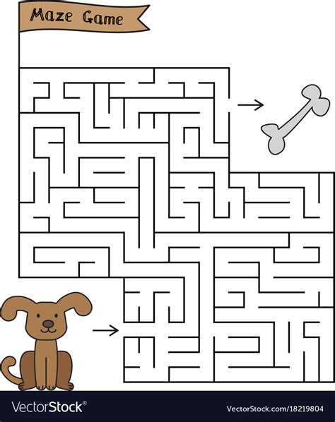 Cartoon Dog Maze Game Royalty Free Vector Image