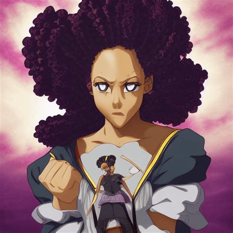 Anime M Dchen Mit Ganzk Rper Afro Z Pfen Sthetische Posterkunst