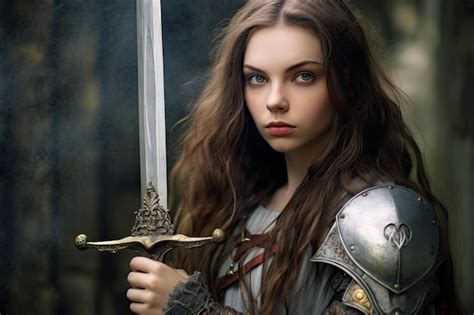 Premium Ai Image A Woman In Armor Holding A Sword