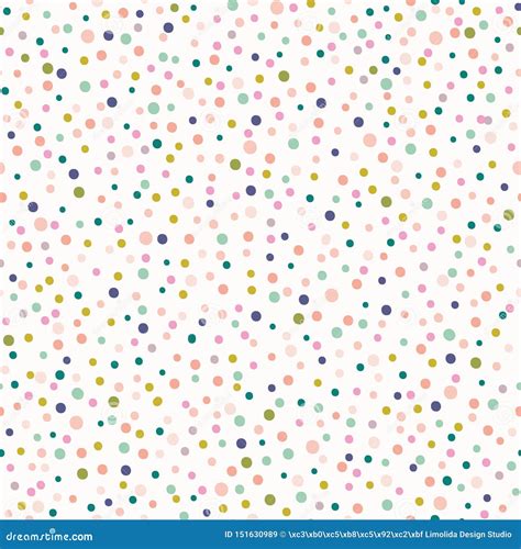 Hand Drawn Cute Polka Dot Confetti Pattern Summer Vector Seamless