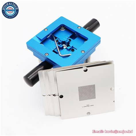 Blue BGA Reballing Kit 90 90mm Template Holder Fixture Jig With Hand