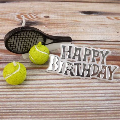 Tennis Candle Kit Tennis Balls Racquet And Happy Birthday Motto