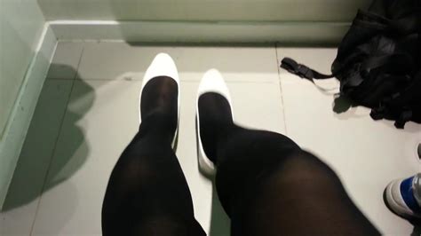 White Patent Pumps With Black Pantyhose Teaser 7 Gay Xhamster