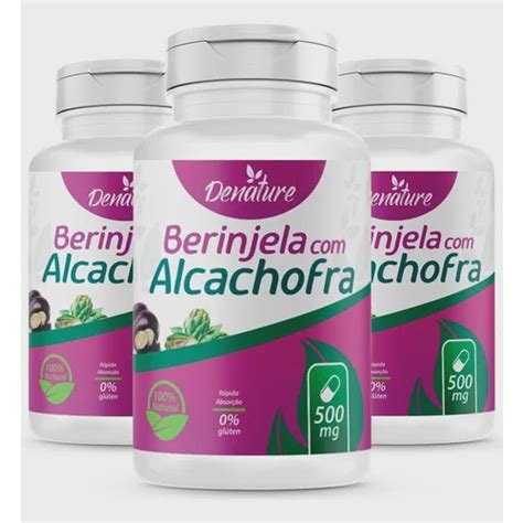 Kit 03 Berinjela Alcachofra 100 Cápsulas Cada 500mg Submarino