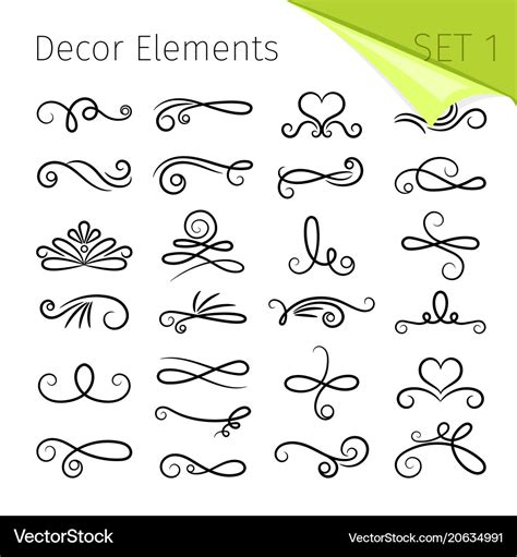 Calligraphy Scroll Elements Decorative Retro Vector Image