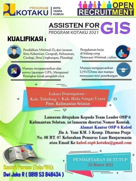 LOWONGAN PEKERJAAN Program Kotaku 2021 Asisten GIS DTK SV UGM