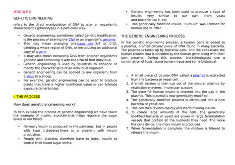 Module Microbial Biotech Module Genetic Engineering Refers To The